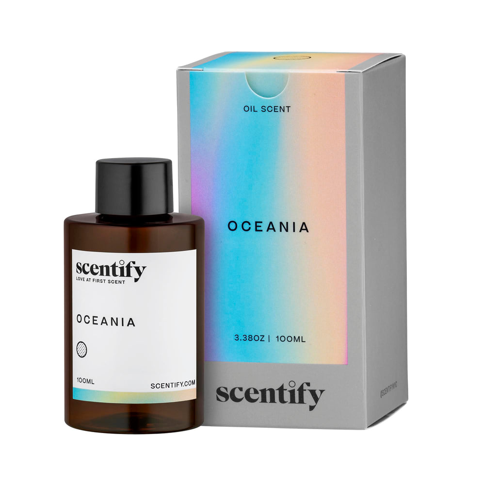 Scentify bottle front packaging showing amber bottle and label, elegant presentation benefit