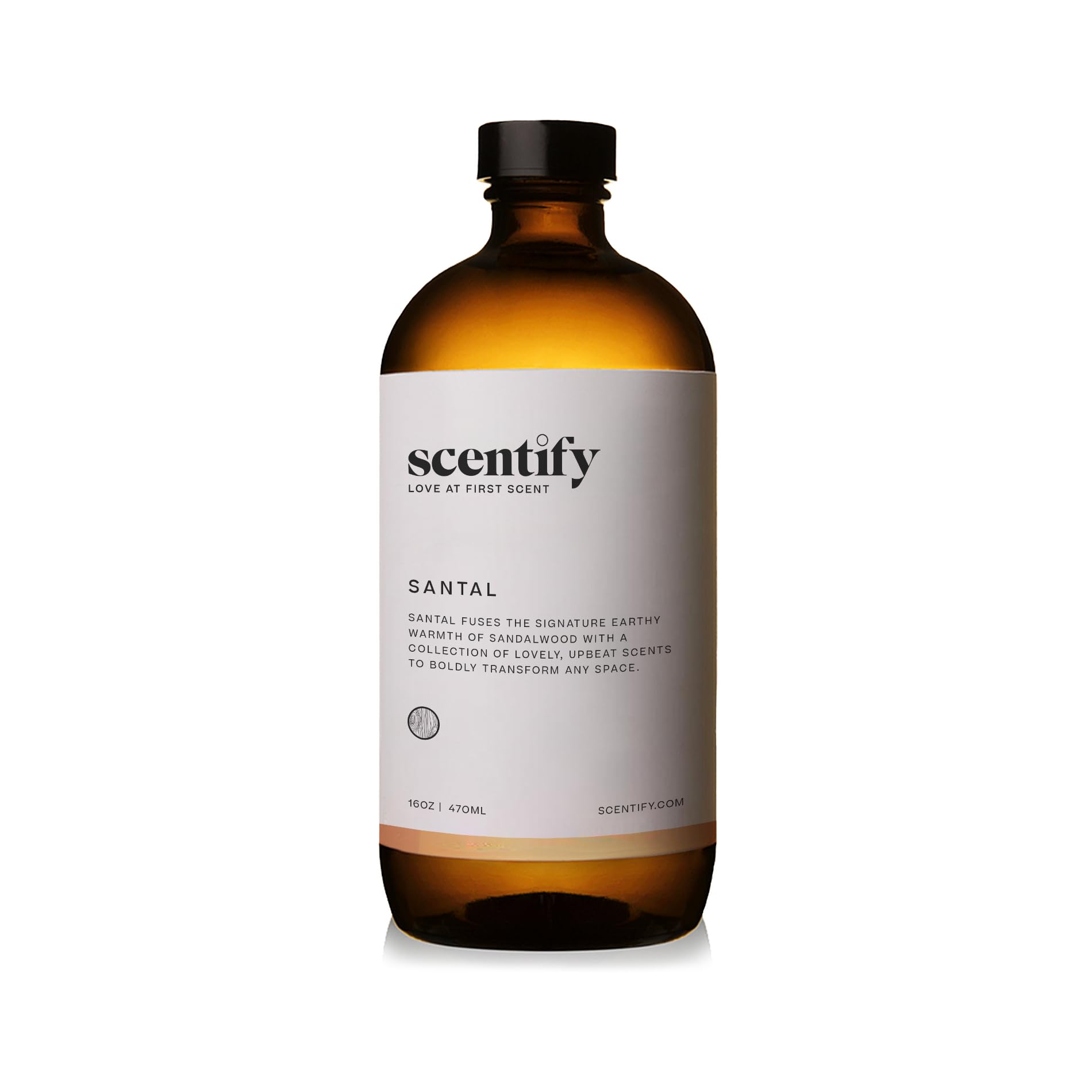 Scentify Santal amber glass bottle ready to scent living spaces