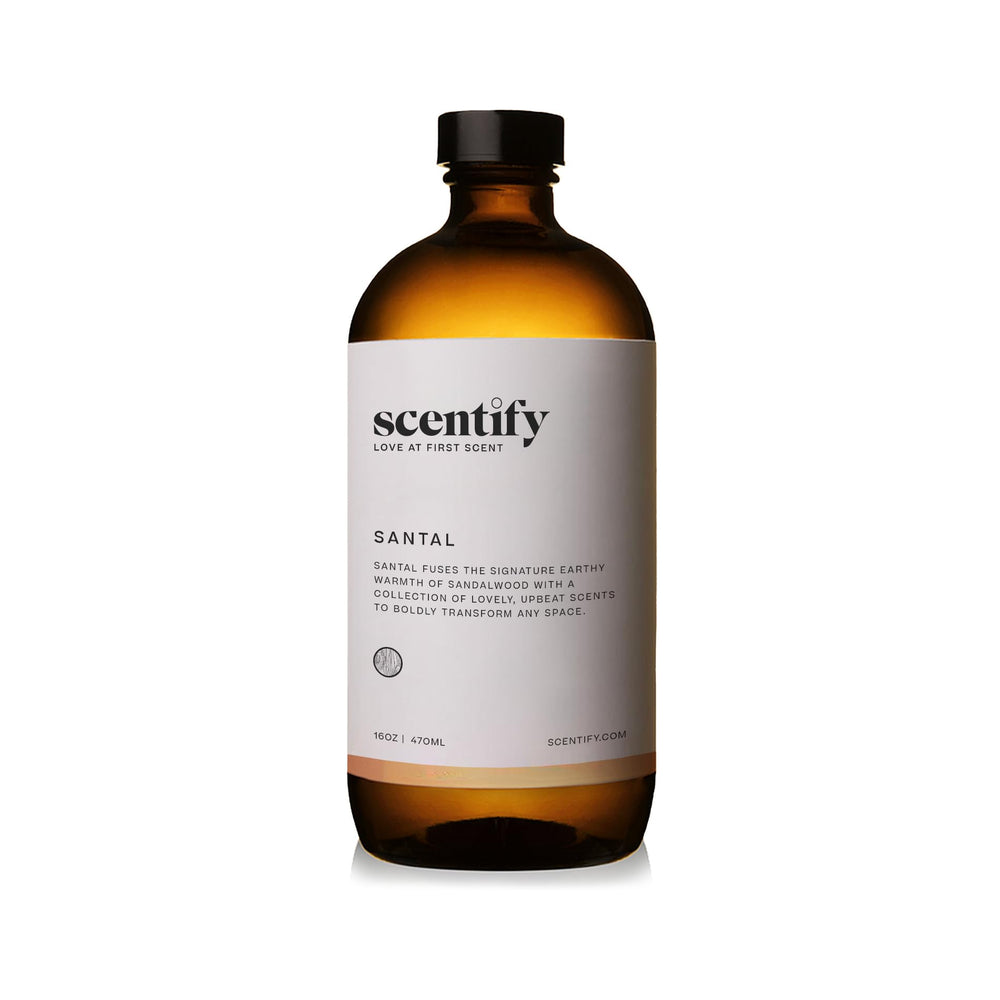 Scentify Santal amber glass bottle ready to scent living spaces