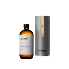 Scentify Santal aroma oil refill bottle close-up for refined home fragrance