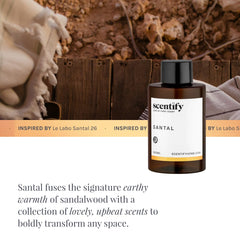 Scentify Santal diffuser setup with oil pour enhances calming ambience