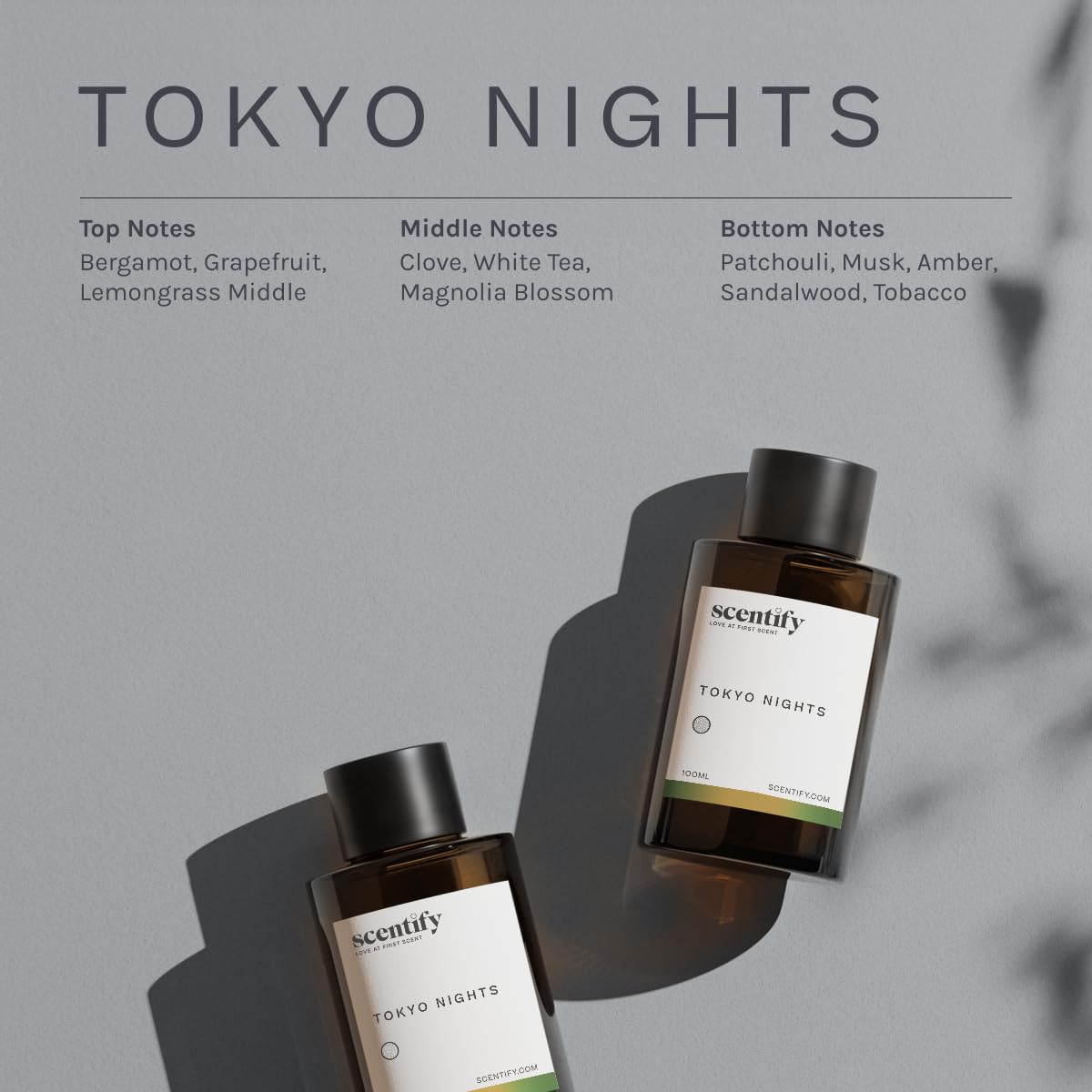 Scentify Tokyo Nights bottle closeup shows premium fragrance and packaging.