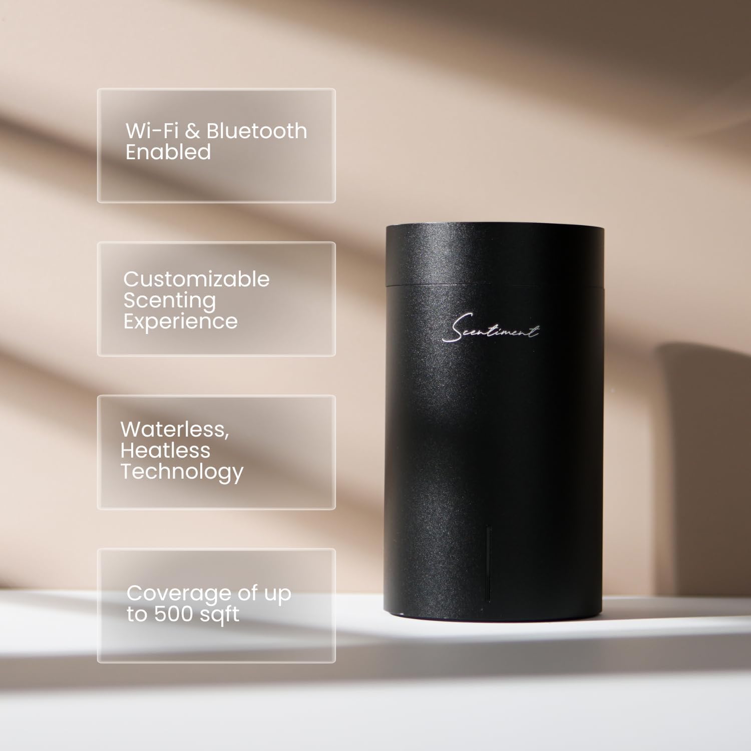 Scentiment Mini V2 LE diffuser built with recycled aluminum for sustainable style.