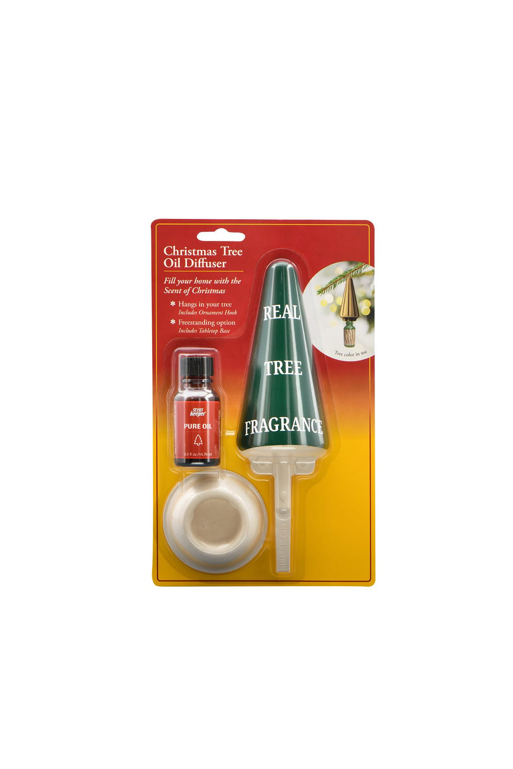 ScentKeeper Christmas Tree Diffuser in living room for festive ambiance.