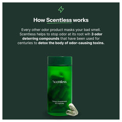 Scentless deodorant bottle on a clean bathroom shelf
