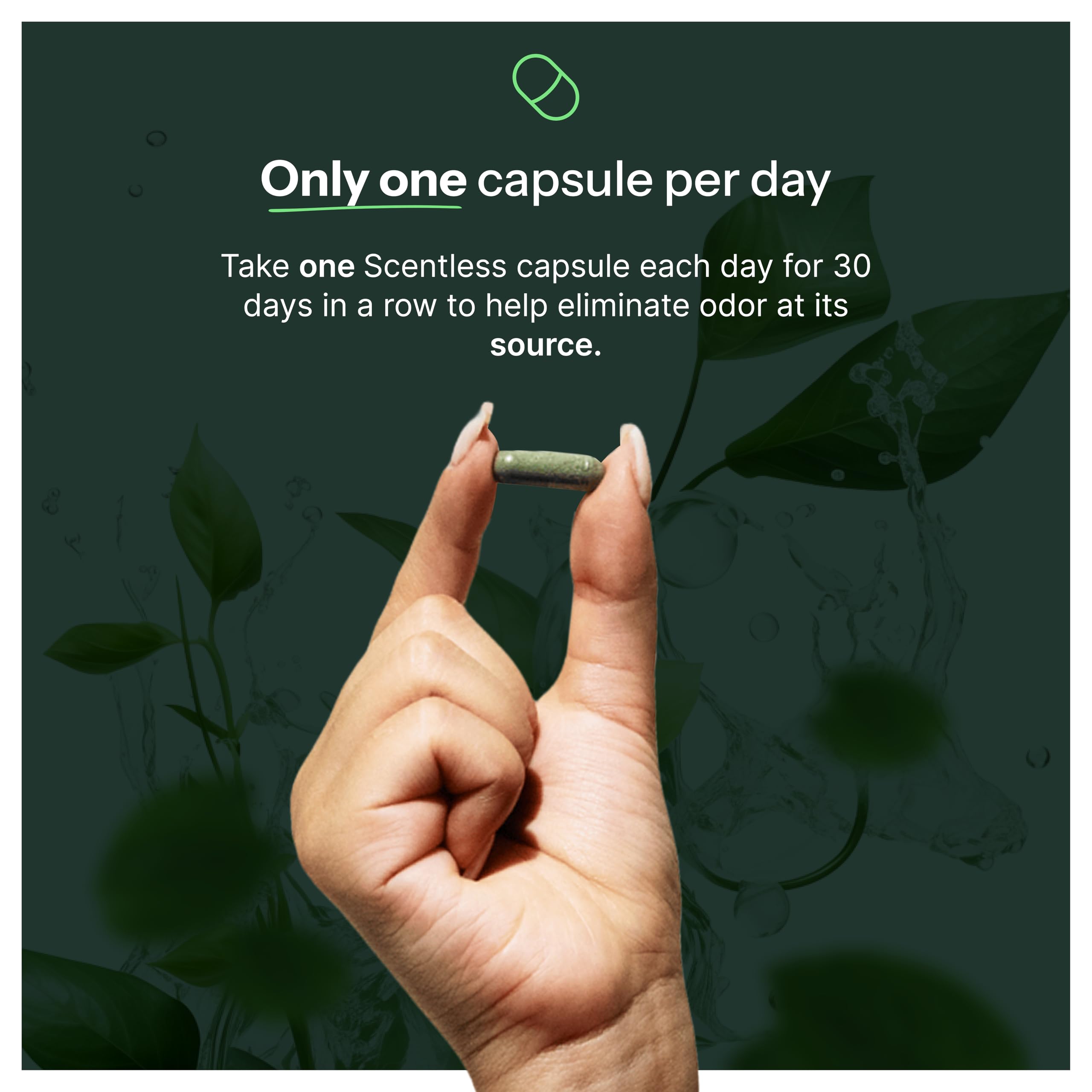 Scentless daily use capsule demonstrates a simple one‑a‑day routine