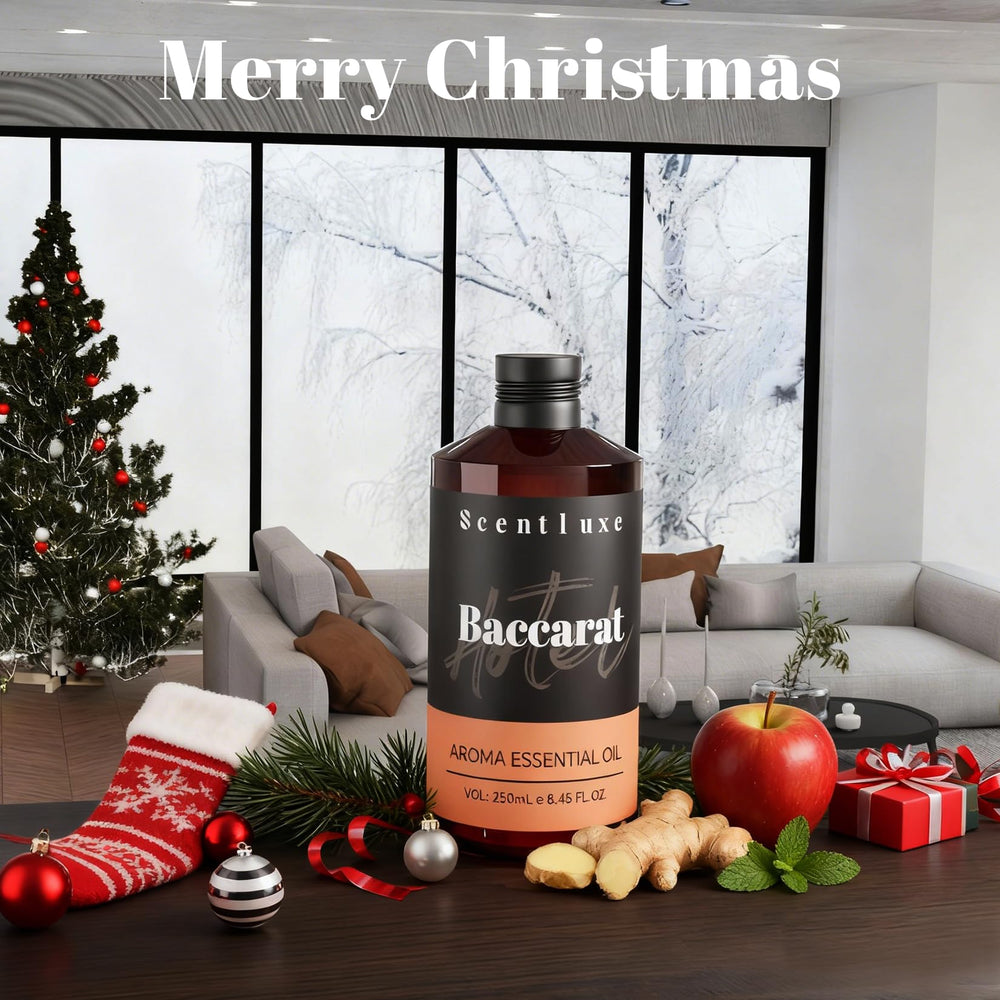 Scentluxe Baccarat diffuser oil bottle closeup showing pure formula for clean aroma.