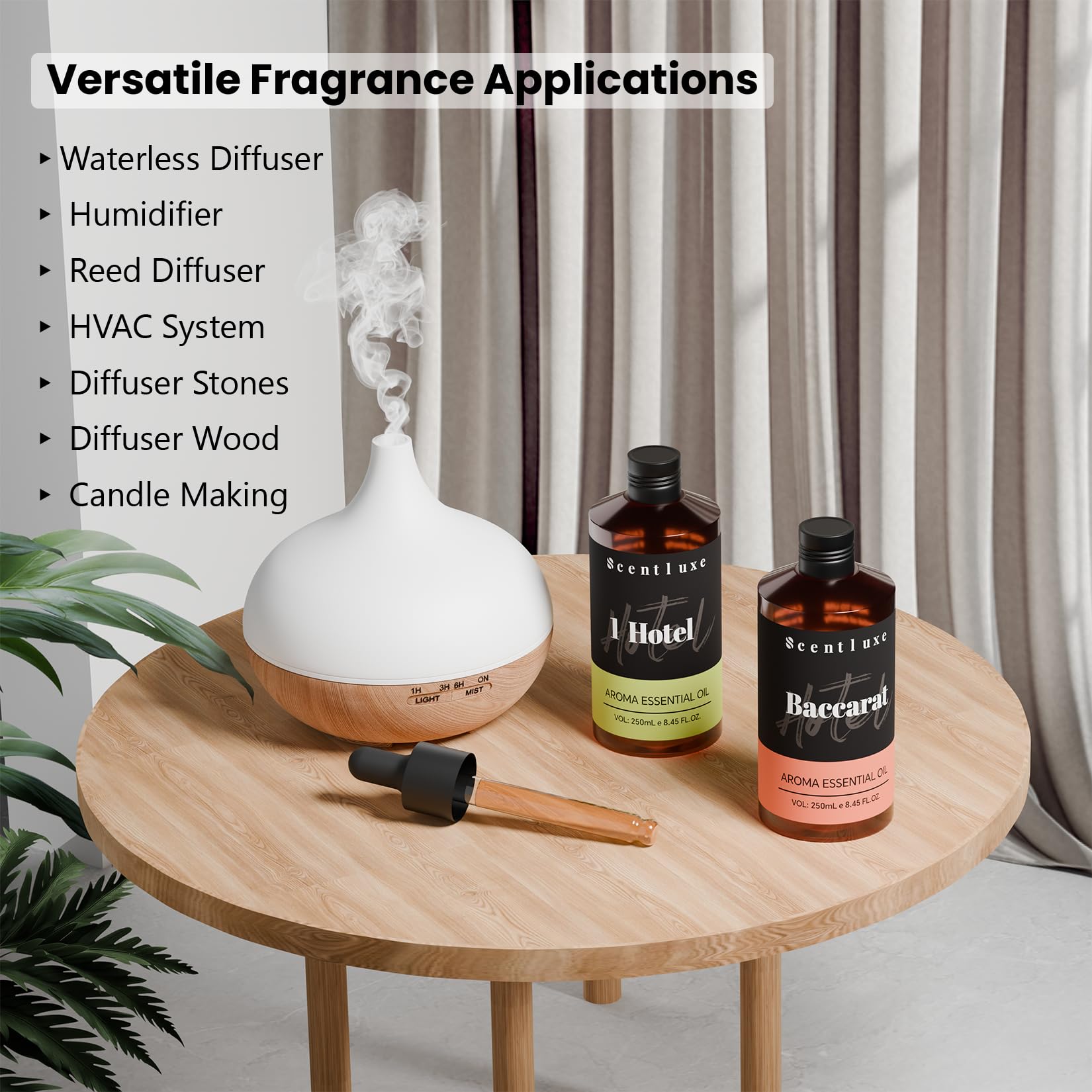Scentluxe Baccarat diffuser oil in a hotel lobby ambience scene enhances upscale atmosphere.
