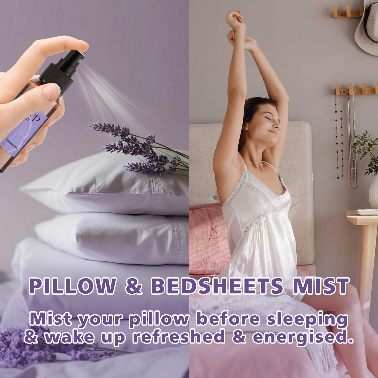 SCENTORINI Sleep Spray mist in a room creates a soothing atmosphere.