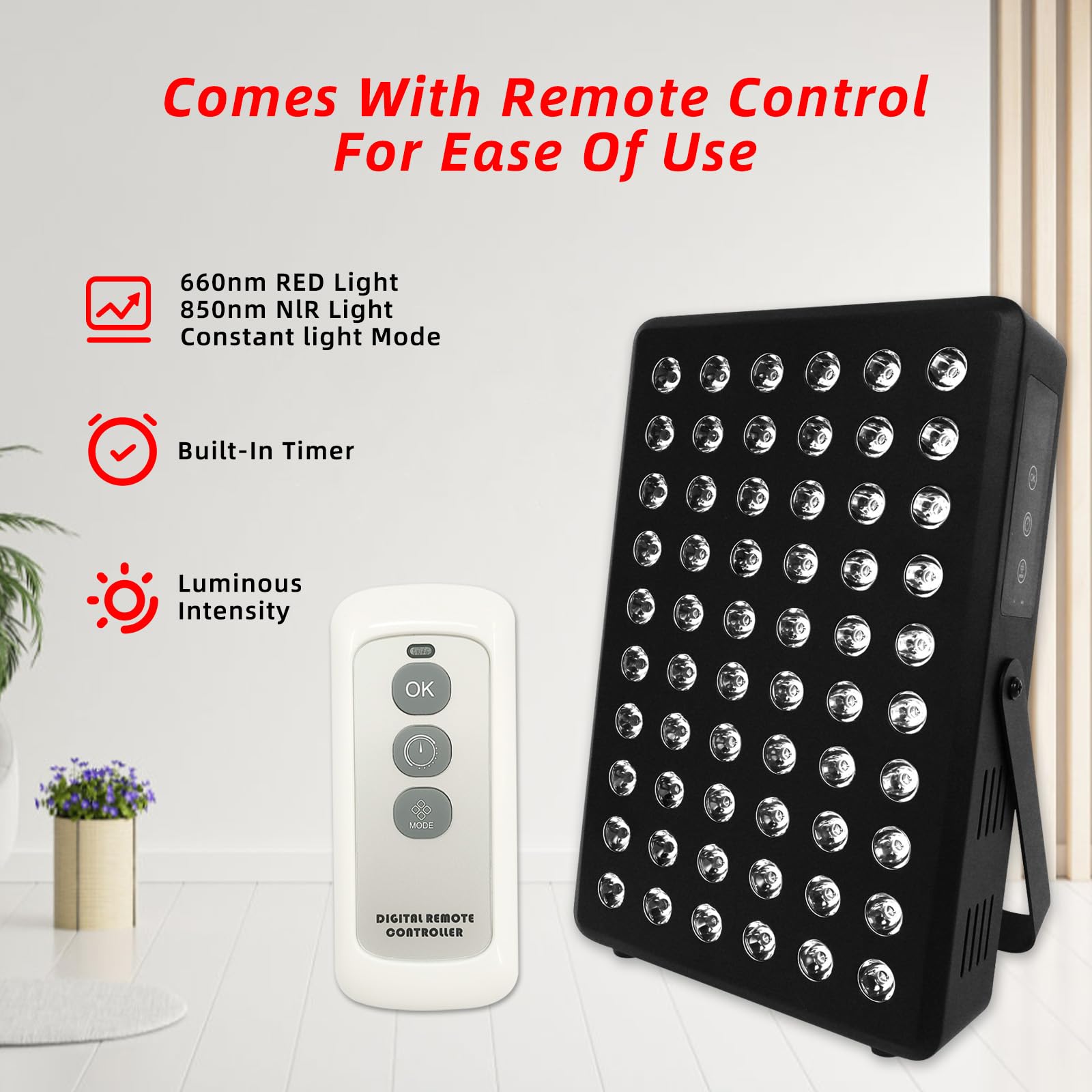 SCESFU red light panel cooling fan visible during operation