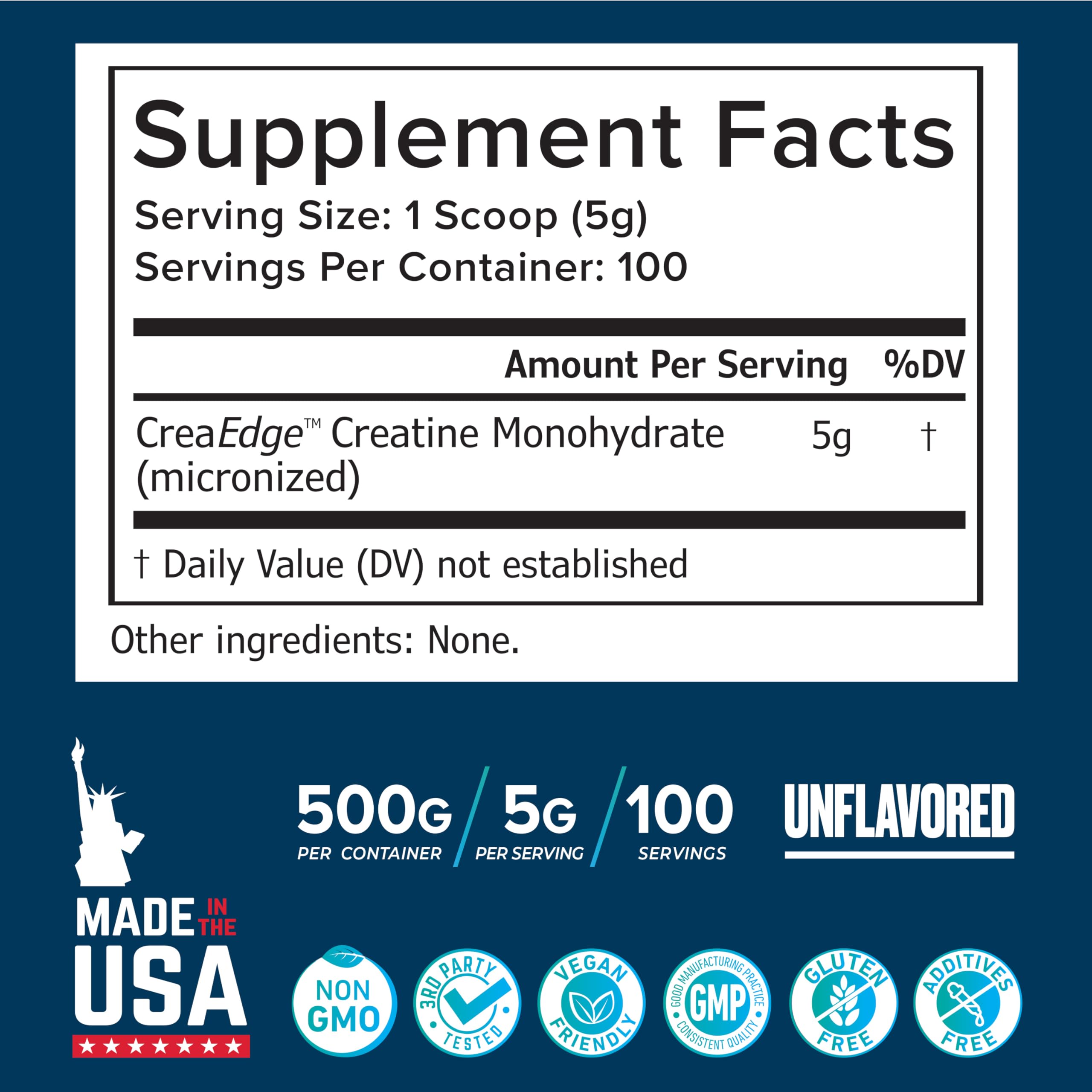 Schiffer Health Creatine Monohydrate bottle beside glass emphasizes purity
