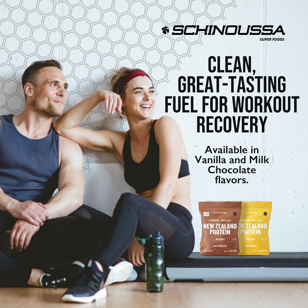 Schinoussa Grass-Fed Whey Label — clean, GMO-free protein source.