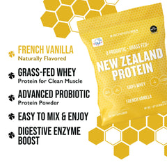 Schinoussa probiotic whey vanilla scoop shows precise portion for recovery