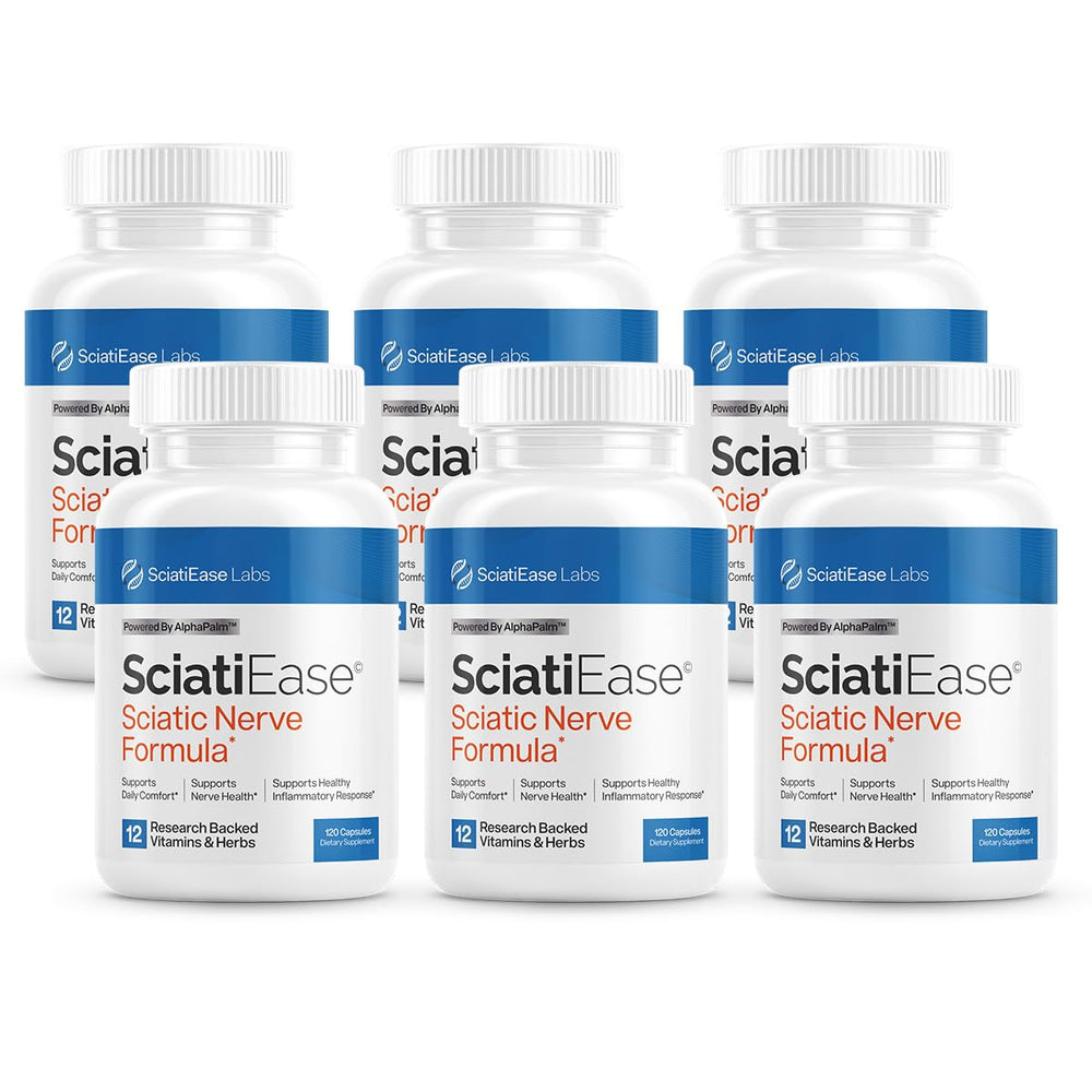 SciatiEase bottle front, signaling trusted nerve support for daily comfort