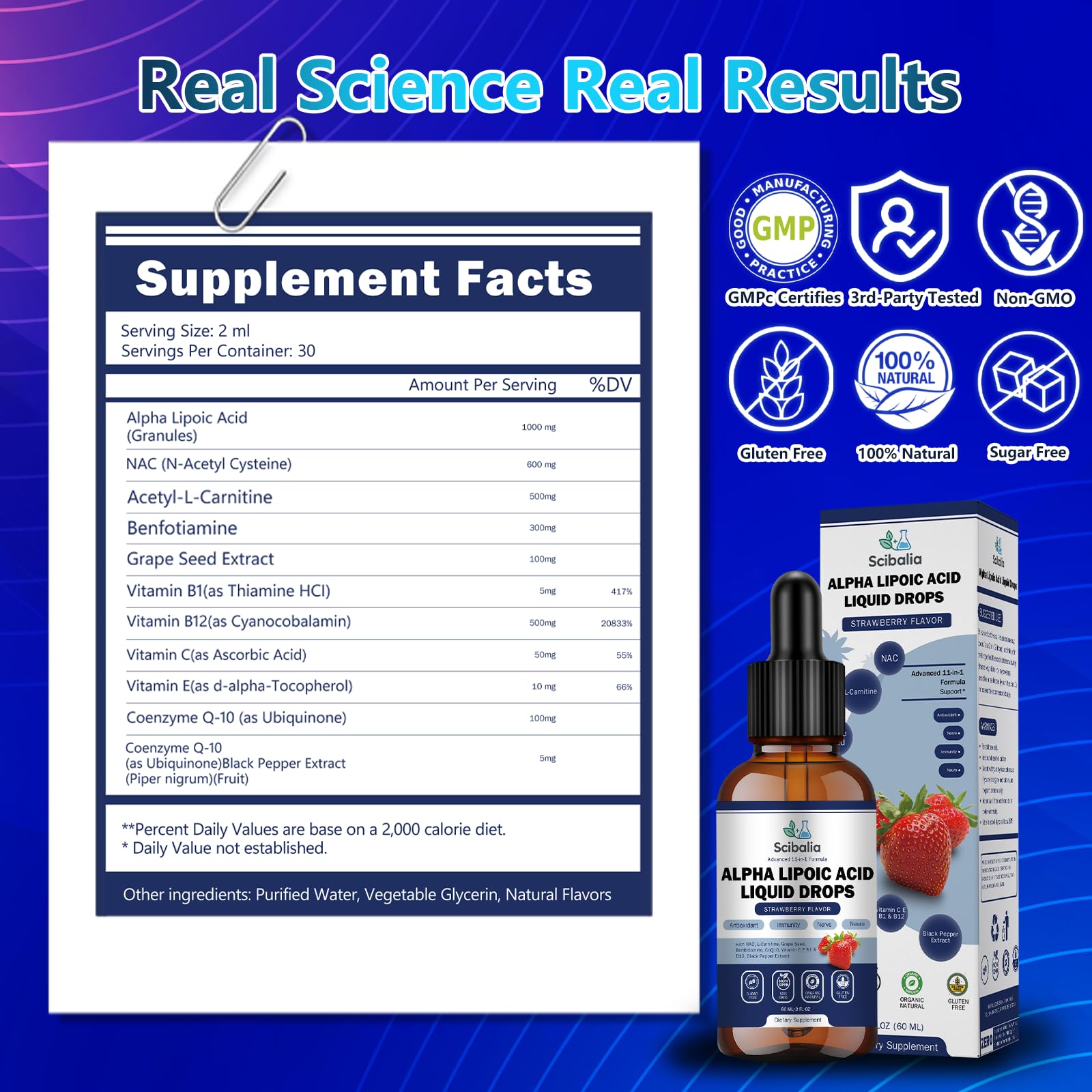 SCIBALIA ALA drops labeled for lab-tested purity and quality assurance