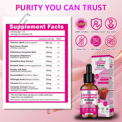 Close-up of Scibalia label showing vegan and non-GMO formulation for clean lymphatic support