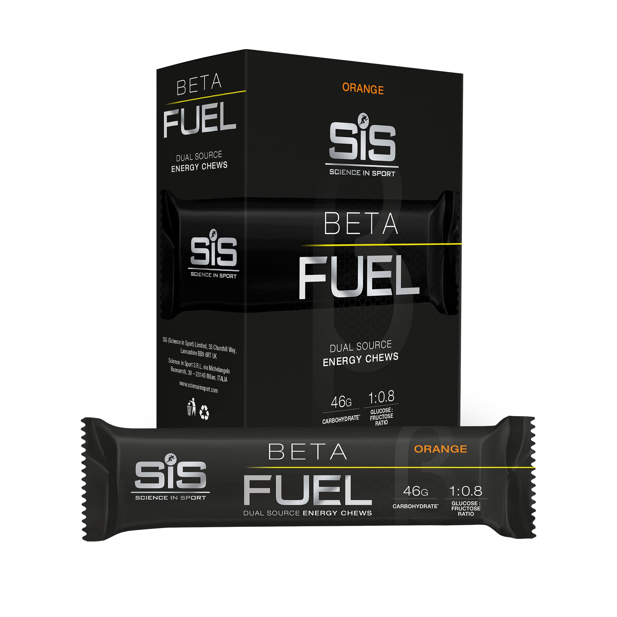Science in Sport Beta Fuel orange dual-source chews for endurance fueling