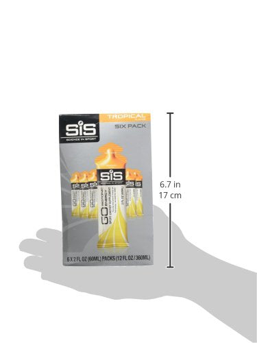 Science in Sport Energy Gel Tropical nutrition label close-up aids informed fueling choices.