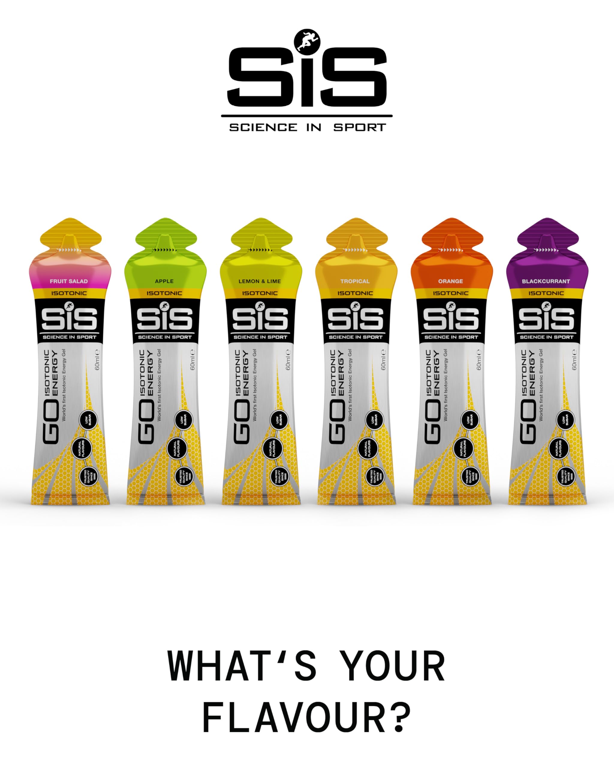 Science in Sport GO gel graphic emphasizing 22 g carbs per serving