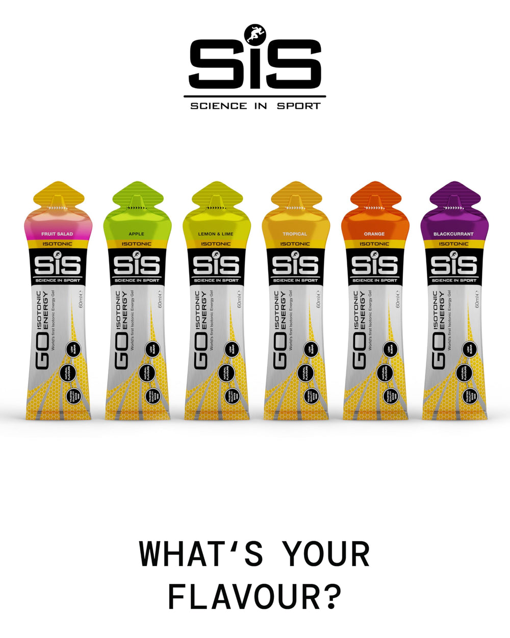 Science in Sport GO gel graphic emphasizing 22 g carbs per serving