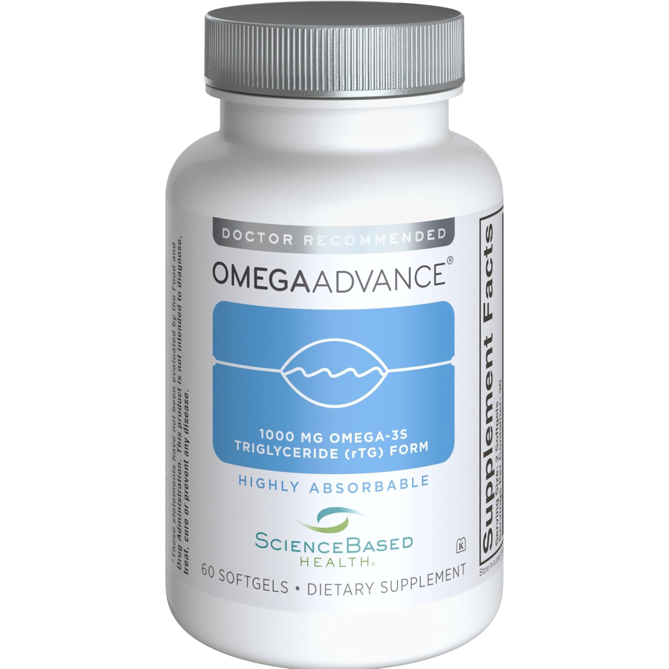 ScienceBased Health OmegaAdvance bottle for daily omega-3 supplementation.