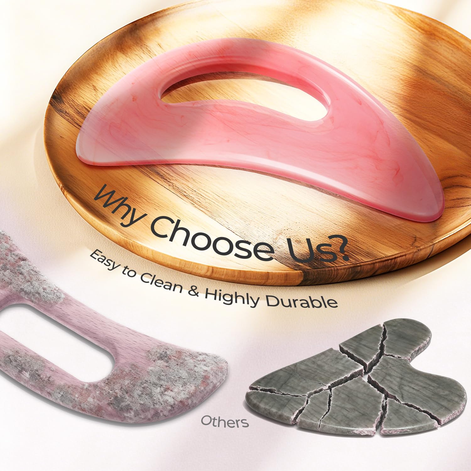 Scienlodic gua sha resin tool is durable and lightweight for steady grip