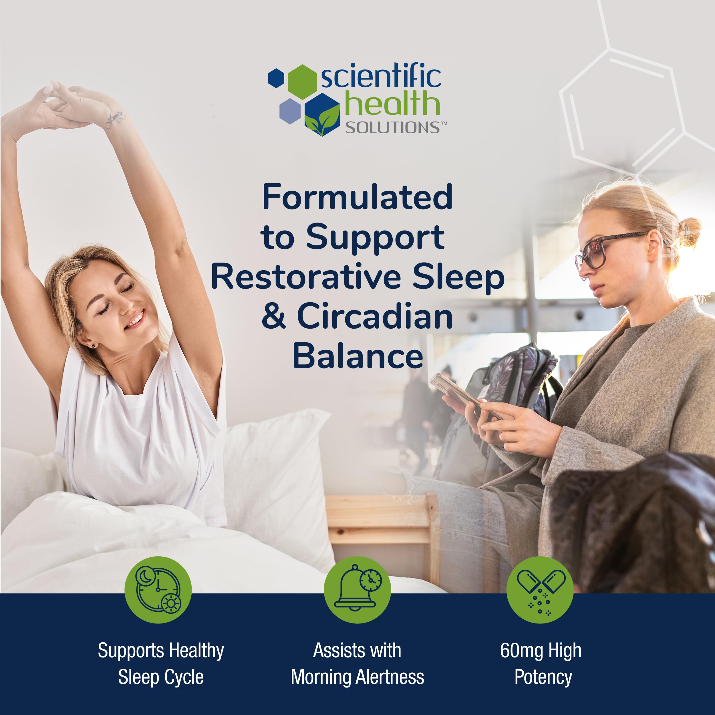Scientific Health Solutions melatonin rapid absorption bottle highlights quick bioavailability
