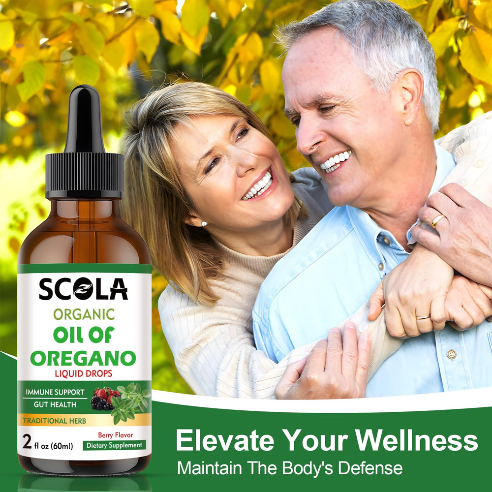 SCOLA oregano oil dropper close-up for precise dosing and easy use