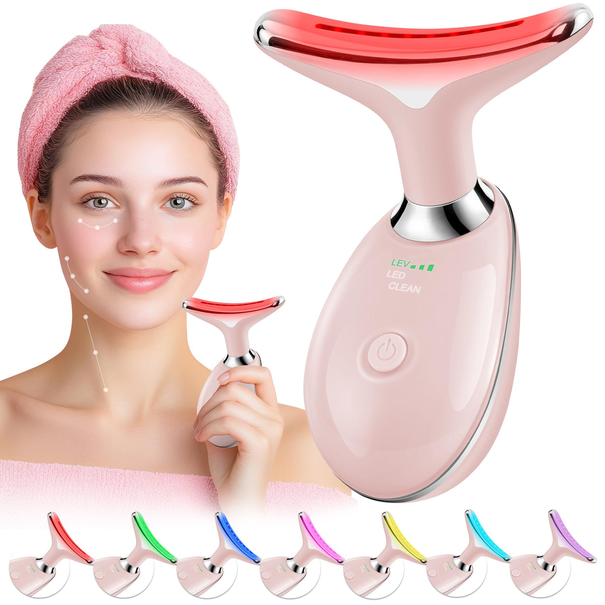 Scopck red-light facial massager with arc head for smooth glide and absorption