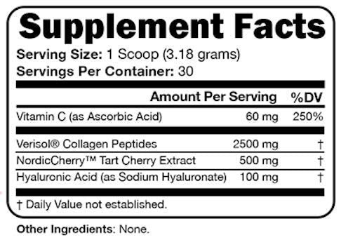 Script Essentials Collagen Beauty Powder USA-made label indicates quality manufacturing.