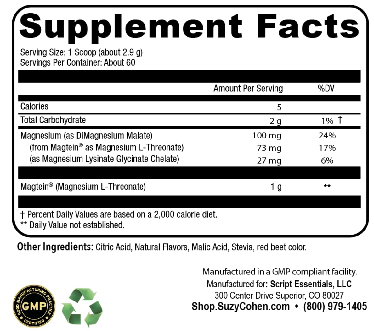 Script Essentials MagFocus ingredients pack highlighting Magtein and minerals for balance.