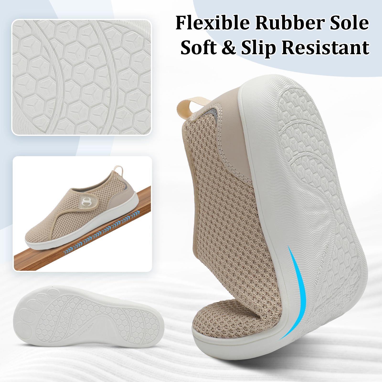 SCURTAIN adjustable strap highlights personalized fit for different feet.