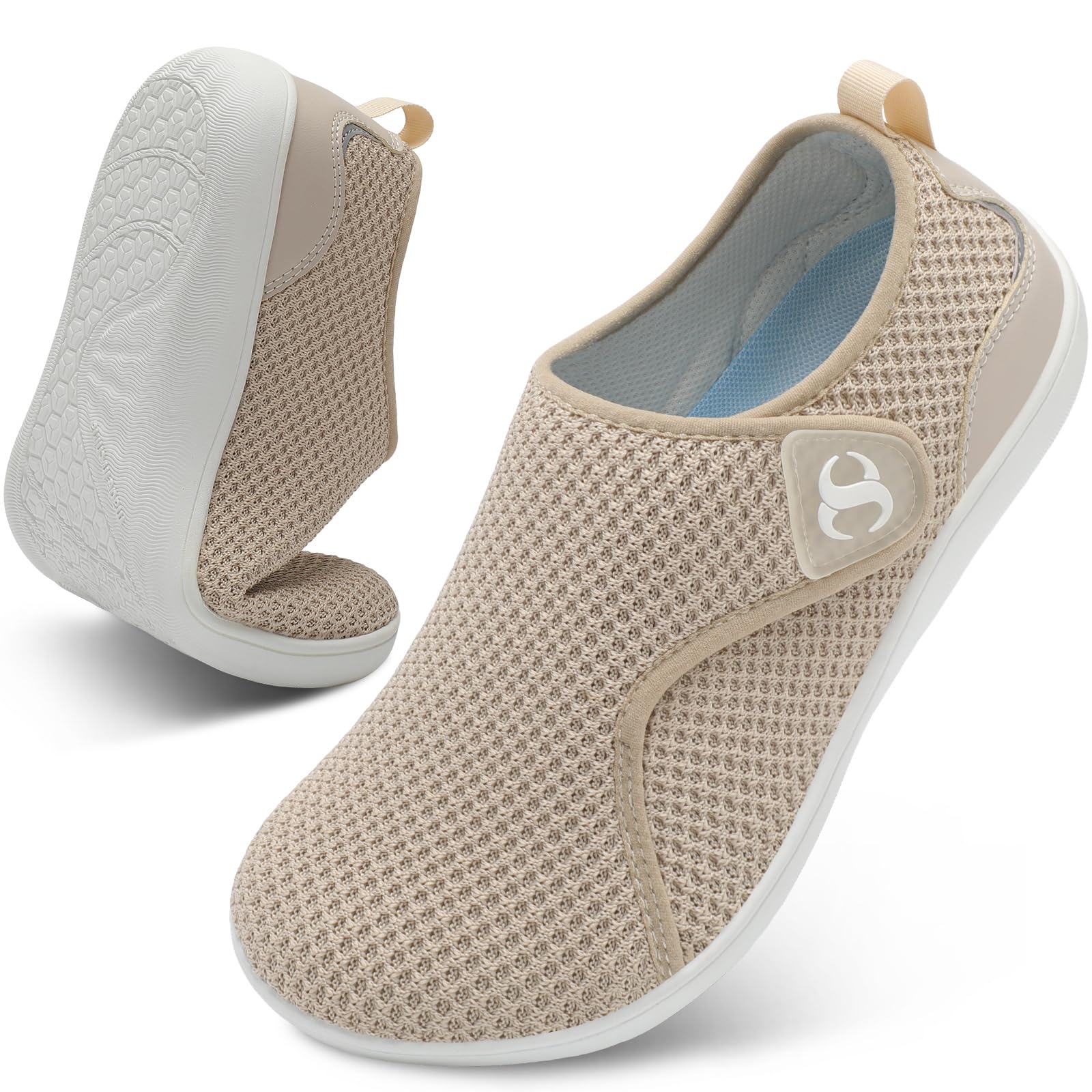 SCURTAIN comfortable brown women's shoes with a roomy wide toe box for relaxed fit.