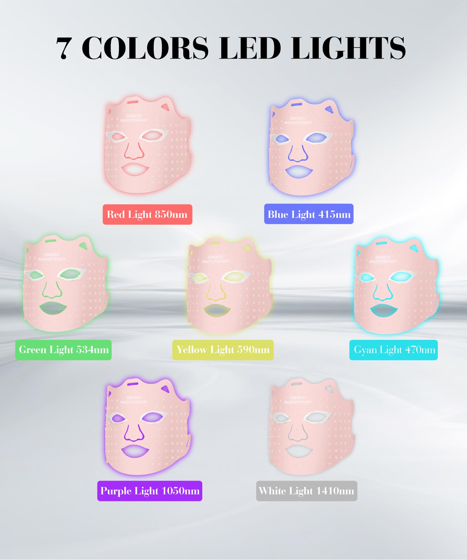 SDKWDH mask displays seven color options for personalized routines