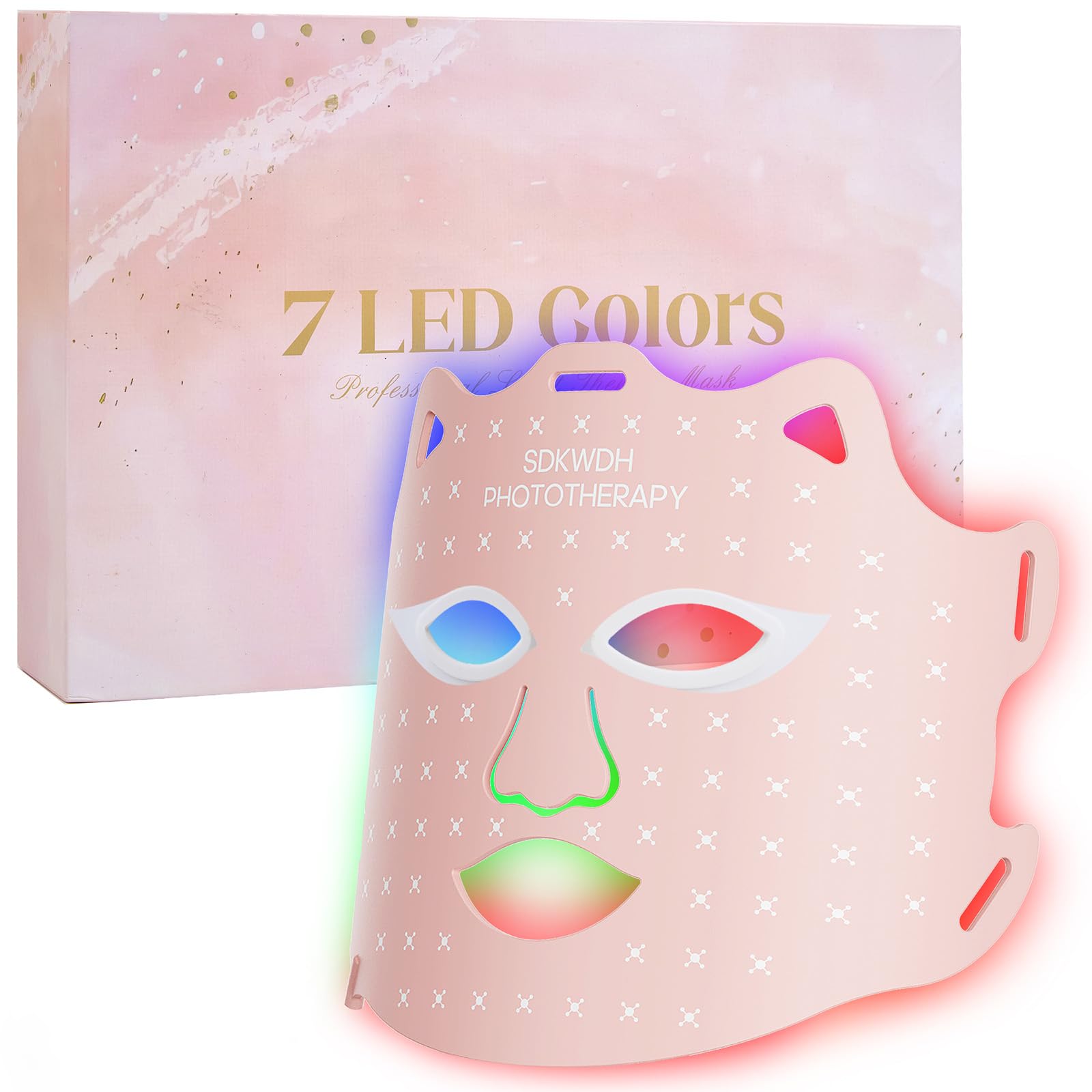 SDKWDH red light mask worn on full-face for immersive home sessions