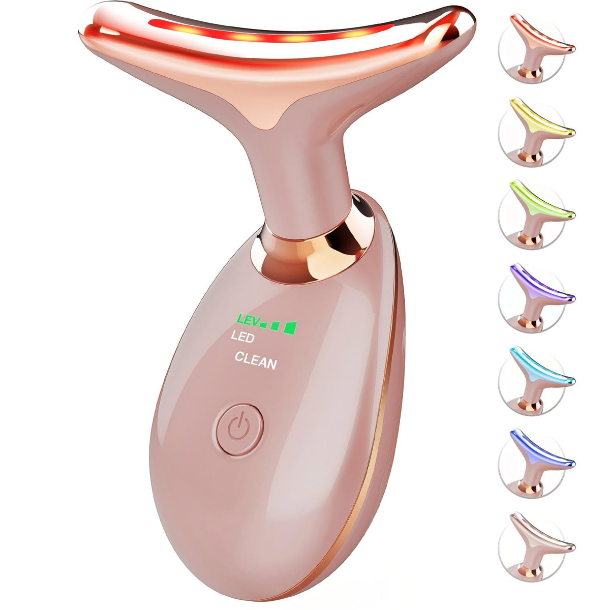 SDKWDH red light therapy device on the face and neck in rose gold for targeted care