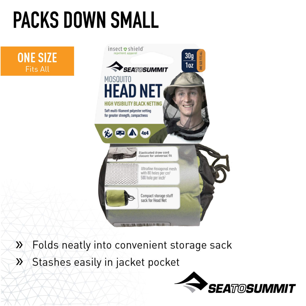 Sea to Summit head net with elastic draw cord for secure fit