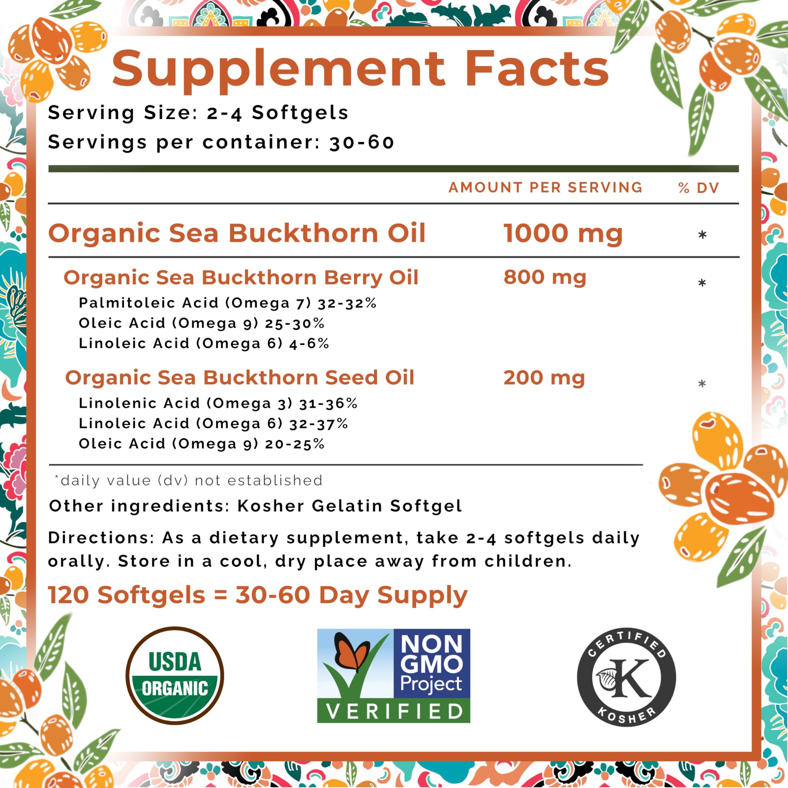 SeabuckWonders product label highlights USDA Organic certification.