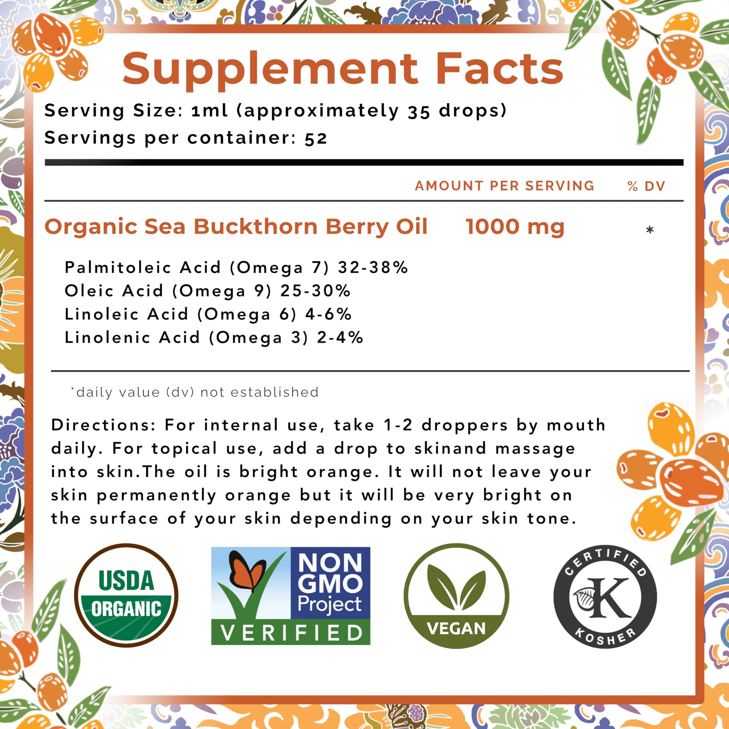 SeabuckWonders amber bottle on shelf, premium organic packaging.