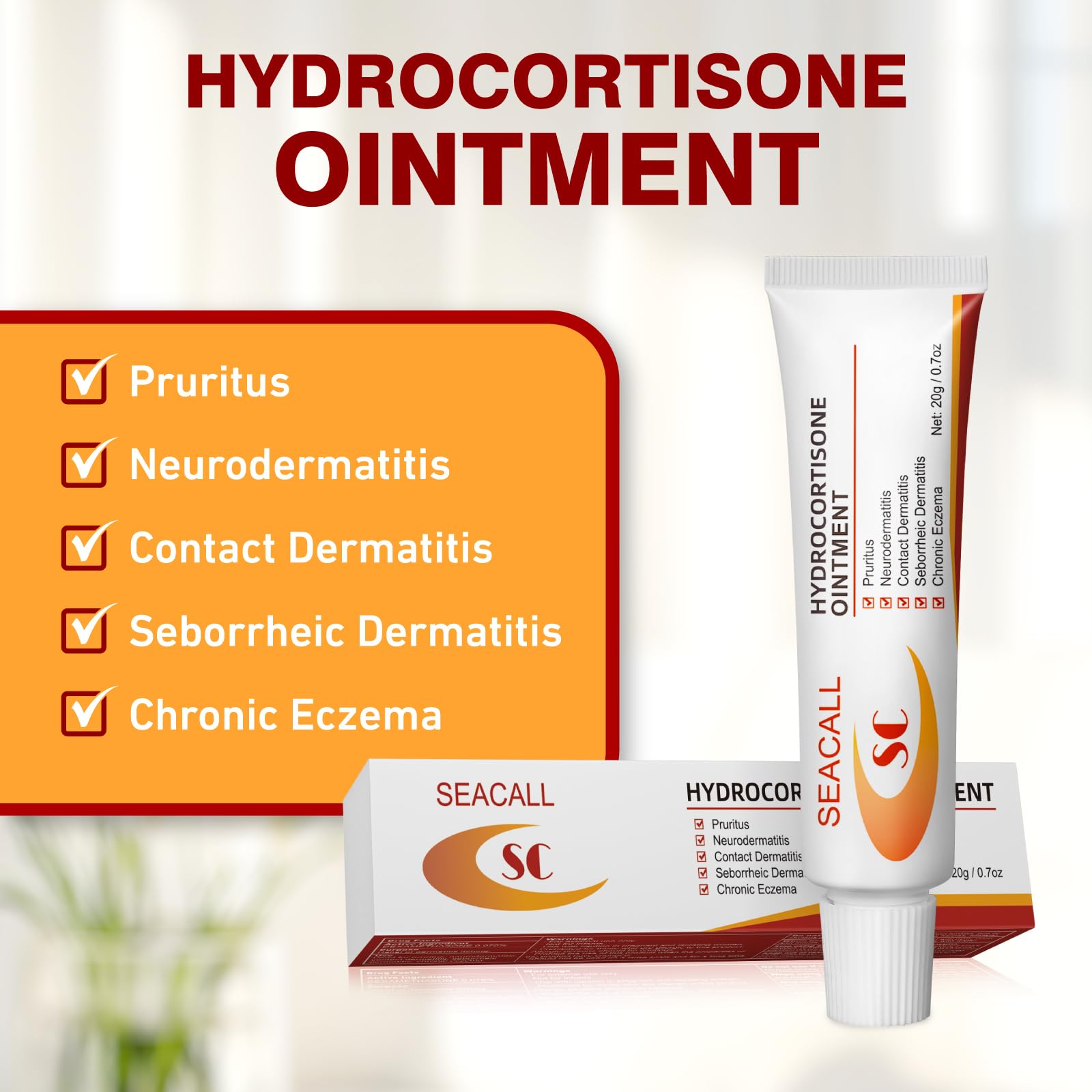 Seacall Hydrocortisone Cream creamy texture for smooth application.
