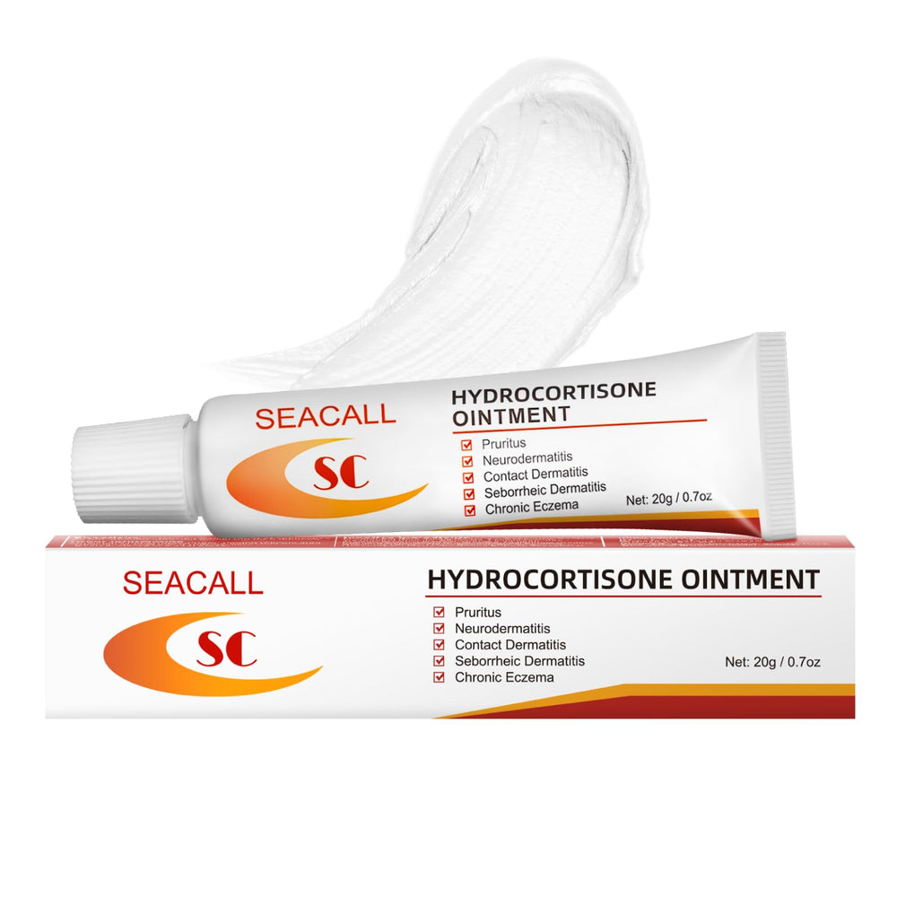 Seacall Hydrocortisone Cream tube close-up for quick itch relief.
