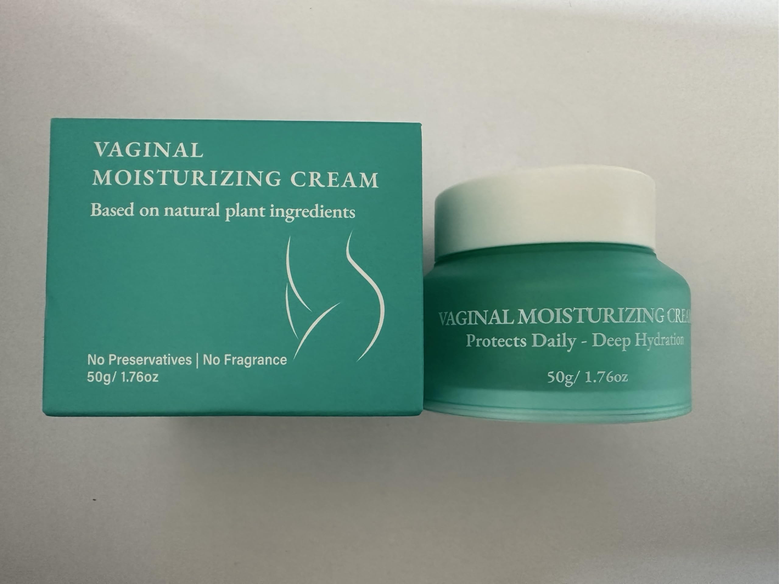 Seacall Vaginal Moisturizer Cream jar shows fragrance-free menopause comfort.