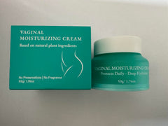Seacall Vaginal Moisturizer Cream jar shows fragrance-free menopause comfort.