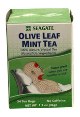 Seagate olive leaf herbal mint tea box for daily refreshment