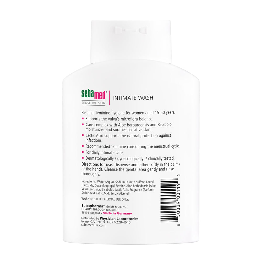 SEBAMED packaging highlights organic tenside formula for sensitive skin