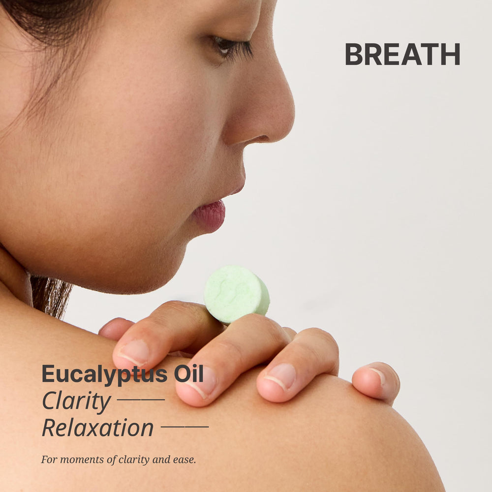 SecondShower aroma collection breathe eucalyptus pod delivering refreshing steam for breathing comfort.