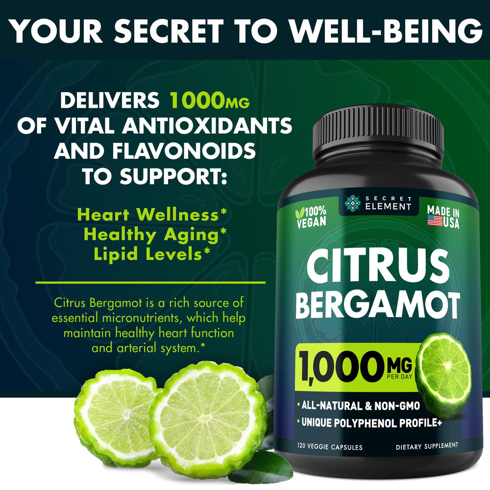 Secret Element Citrus Bergamot capsules closeup highlighting vegan capsules for immune-friendly daily use