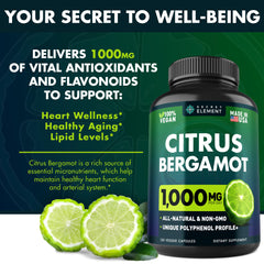 Secret Element Citrus Bergamot capsules closeup highlighting vegan capsules for immune-friendly daily use