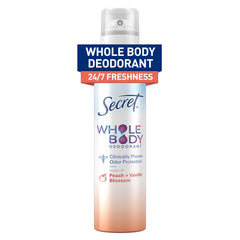 Secret PENDING Peach and Vanilla body spray bottle on a clean tray for everyday scent boost