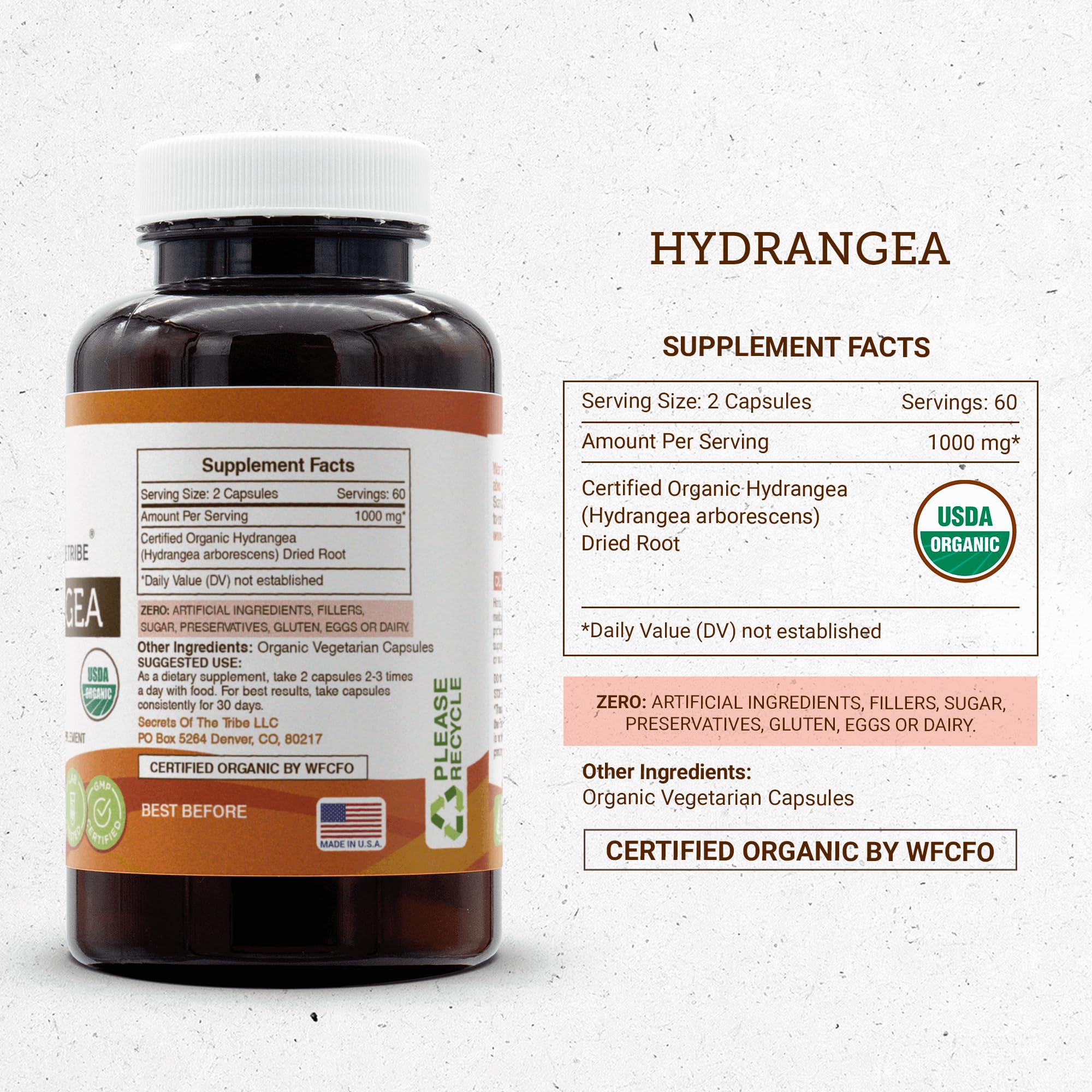 Secrets of the Tribe Hydrangea 3rd-party lab seal emphasizes tested purity and safety